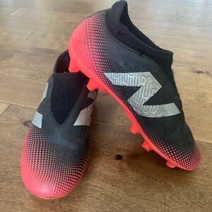 New Balance Kids Black and Red Soccer Cleats